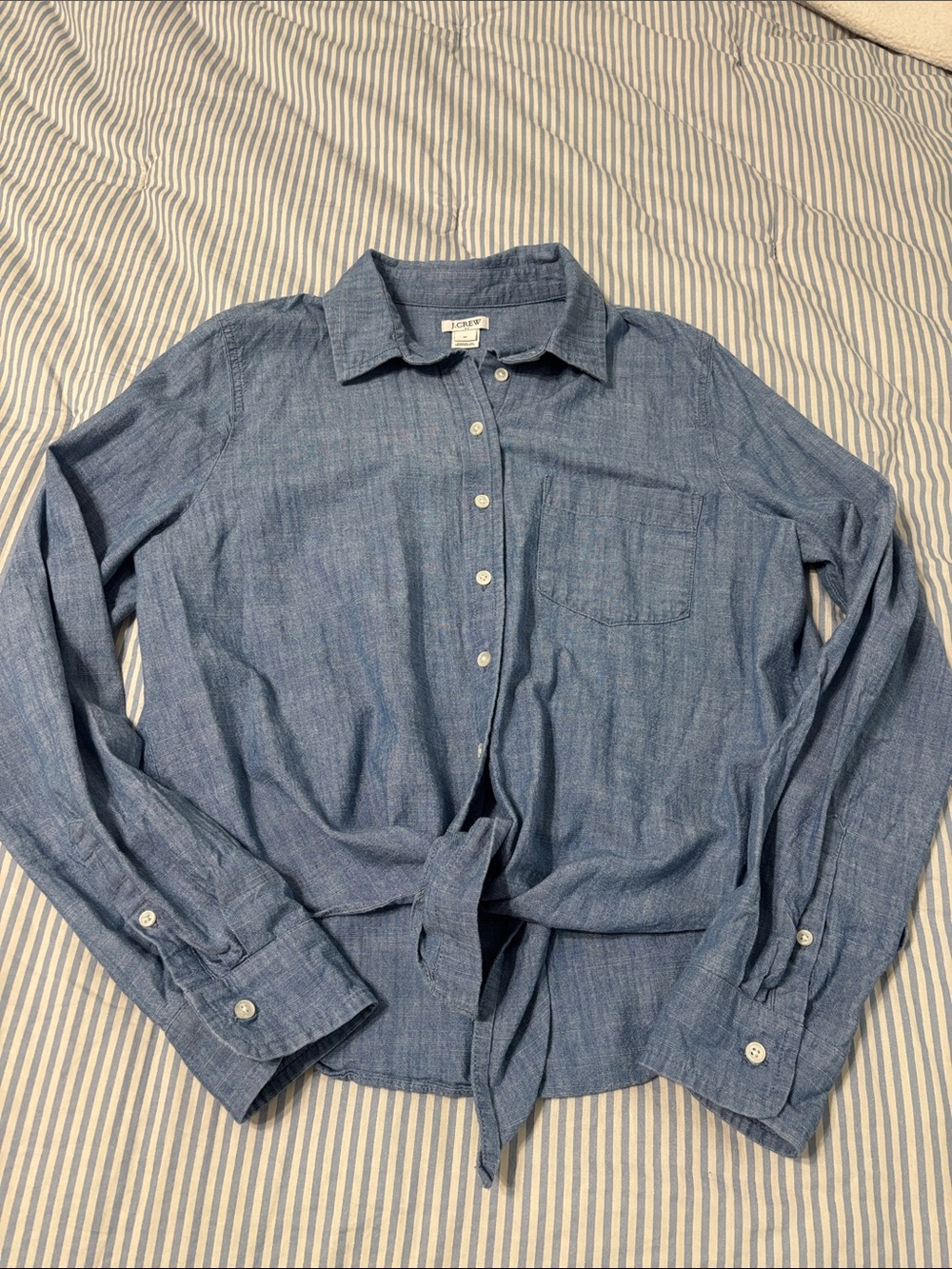 J. Crew Light Blue Chambray Tie Front Shirt